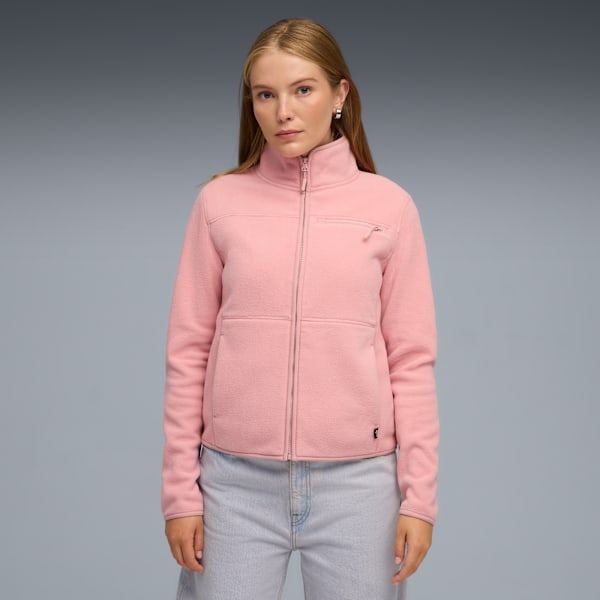 Polar Fleece Jacket Women, PINK/BROWN, extralarge