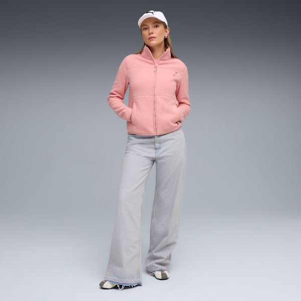 Polar Fleece Women's Fleece Insulated Jacket, PINK/BROWN, extralarge