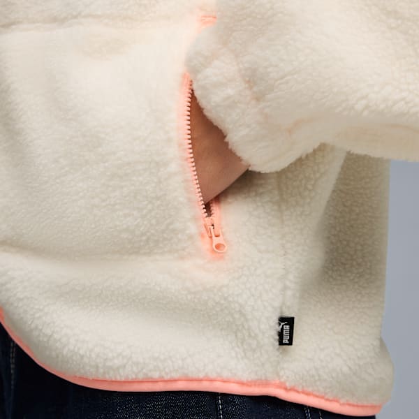 Polar Fleece Women's Sherpa Jacket, CREAM/GREEN, extralarge