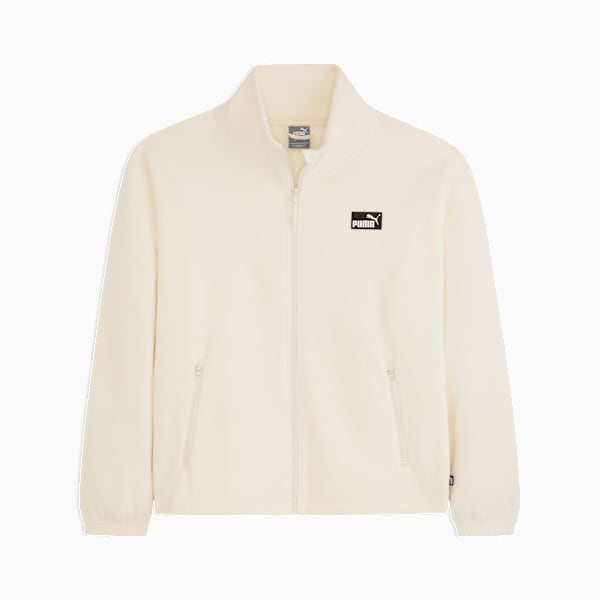 Chamarra de tejido polar para mujer, CREAM/GREEN, extralarge
