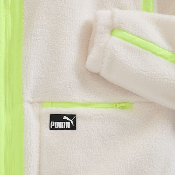 Sherpa Fleece Jacket W/ Wove Women, CREAM/GREEN, extralarge