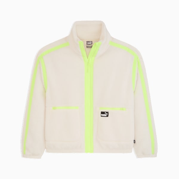 Sherpa Fleece Jacket W/ Wove Women, CREAM/GREEN, extralarge