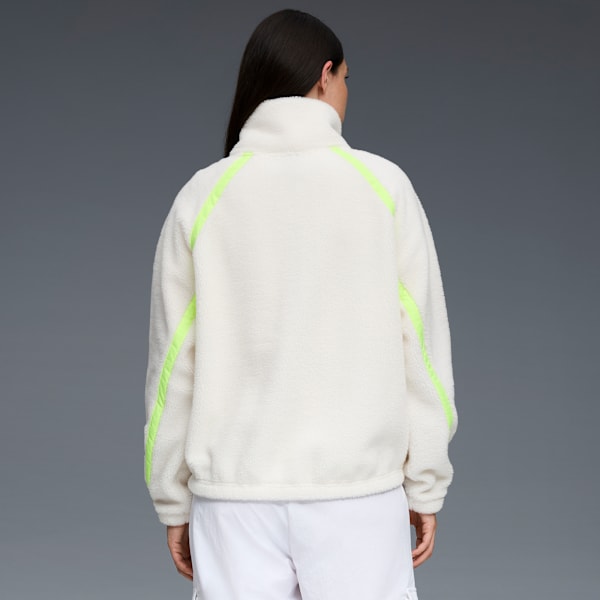 Sherpa Fleece Jacket W/ Wove Women, CREAM/GREEN, extralarge