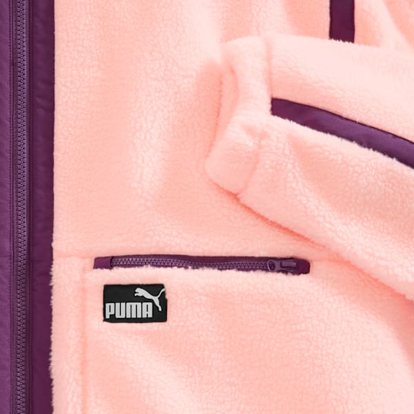 Sherpa Fleece Jacket W/ Wove Women, BRIGHT PINK, extralarge