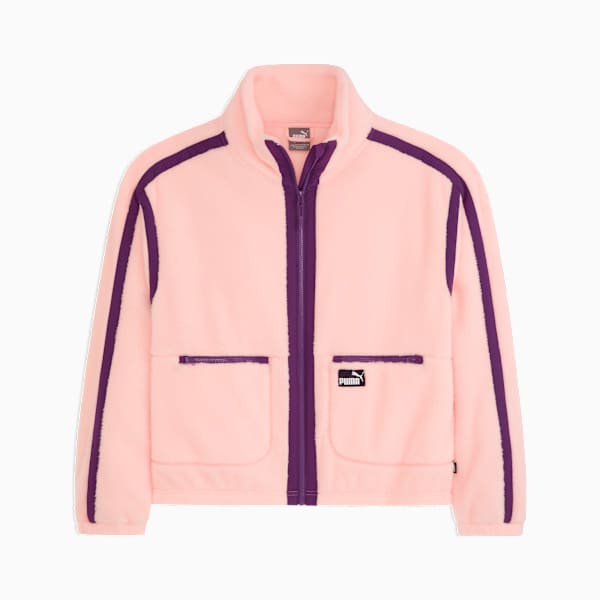 Sherpa Fleece Jacket W/ Wove Women, BRIGHT PINK, extralarge