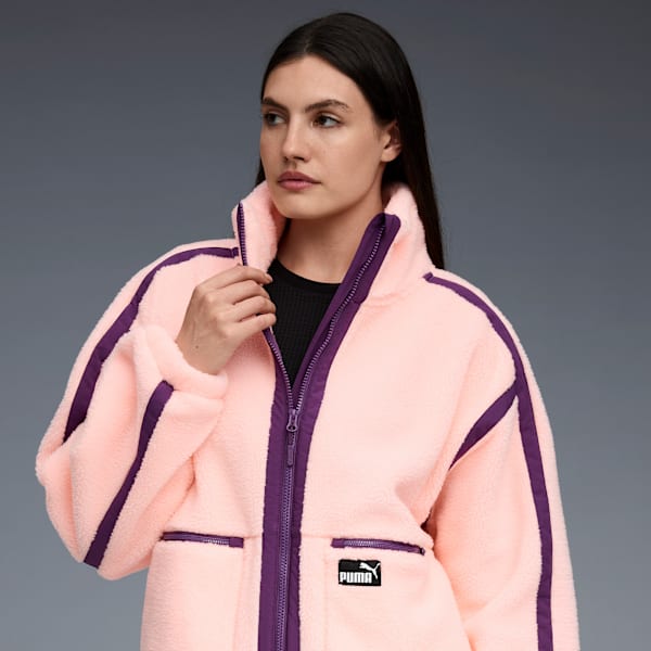 Sherpa Fleece Jacket W/ Wove Women, BRIGHT PINK, extralarge