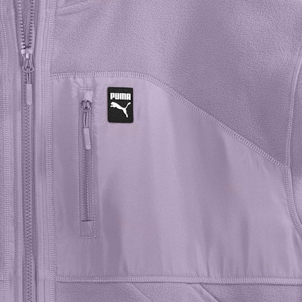 Polar Fleece Hooded Jacket Women, PURPLE/BROWN, extralarge