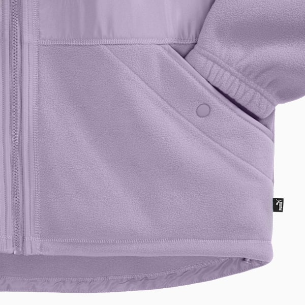 Polar Fleece Hooded Jacket Women, PURPLE/BROWN, extralarge