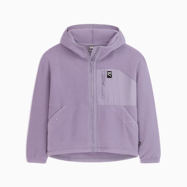 Chamarra de tejido polar con capucha para mujer, PURPLE/BROWN, extralarge