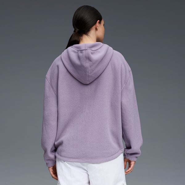 Polar Fleece Hooded Jacket Women, PURPLE/BROWN, extralarge