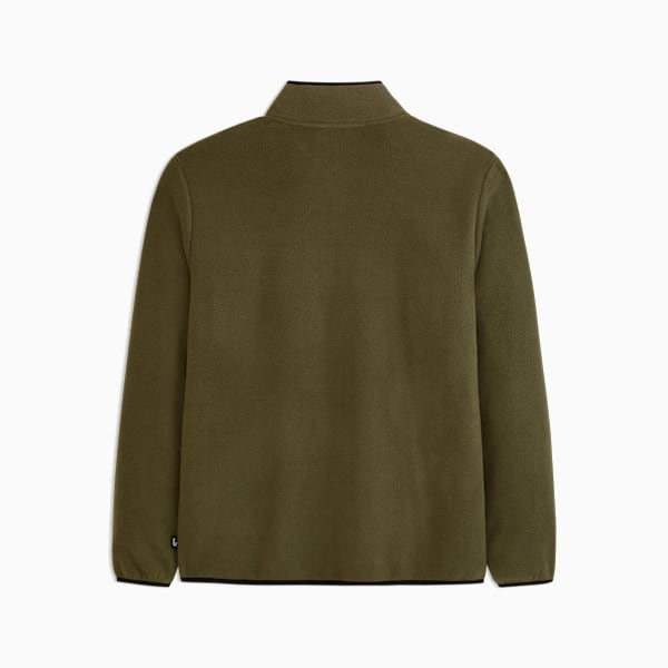 Polar Fleece Color Blocked Jacket Men, GREEN/BROWN, extralarge