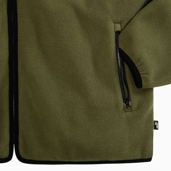 Polar Fleece Color Blocked Jacket Men, GREEN/BROWN, extralarge