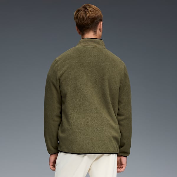 Polar Fleece Color Blocked Jacket Men, GREEN/BROWN, extralarge