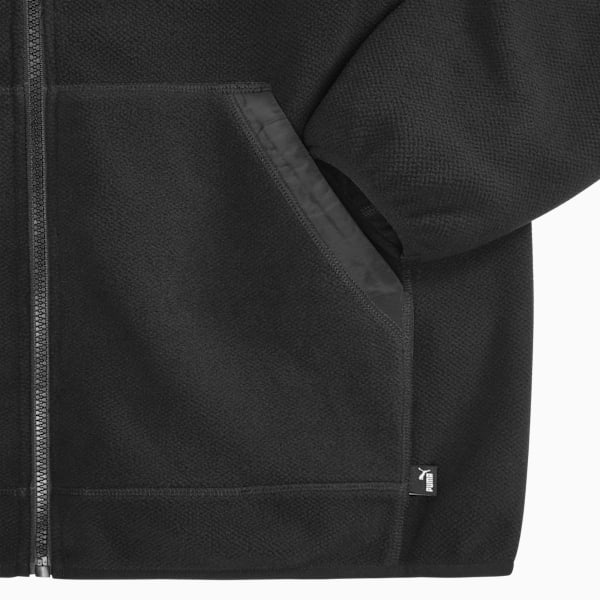 Polar Fleece Jacket With Woven Men, BLACK, extralarge