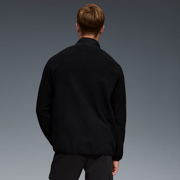 Polar Fleece Jacket With Woven Men, BLACK, extralarge