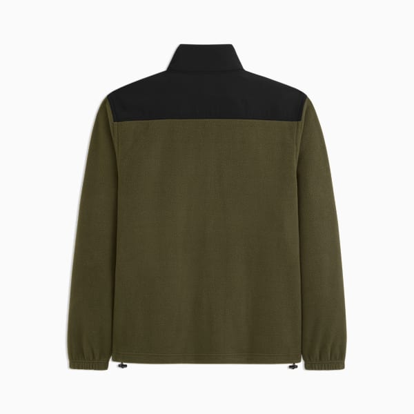 Chamarra de tejido polar con trama para Hombre, GREEN/BROWN, extralarge