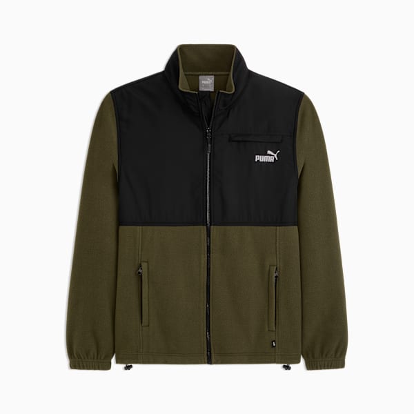 Chamarra de tejido polar con trama para Hombre, GREEN/BROWN, extralarge