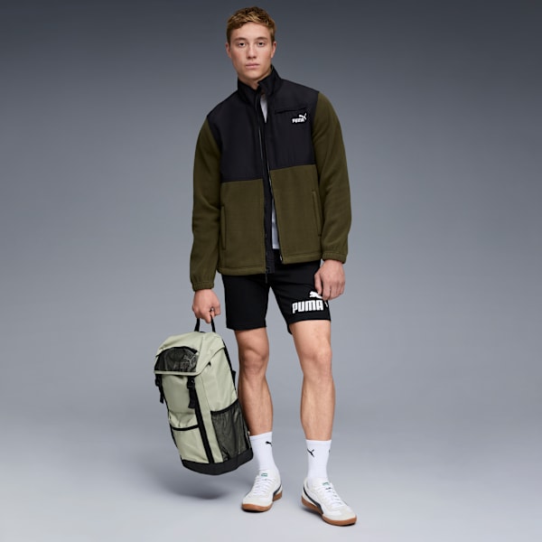 Polar Fleece Jacket W/ Woven Men, GREEN/BROWN, extralarge