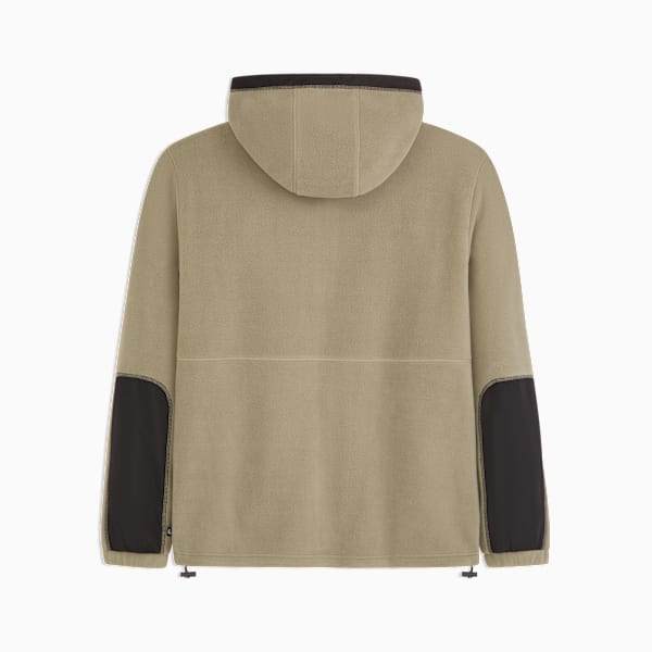 Chamarra de tejido polar con capucha para hombre, LT BROWN, extralarge