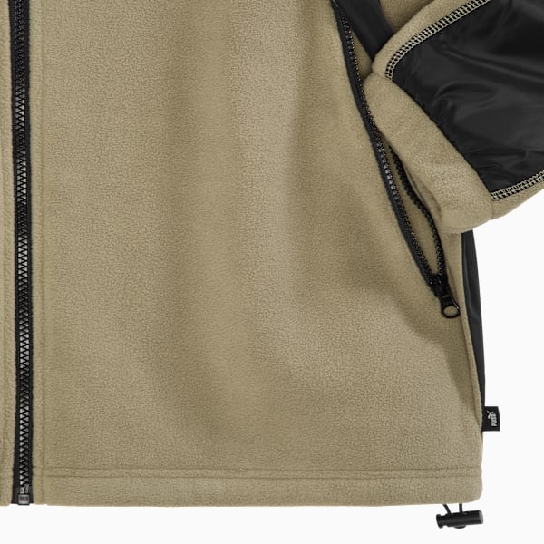 Chamarra de tejido polar con capucha para hombre, LT BROWN, extralarge