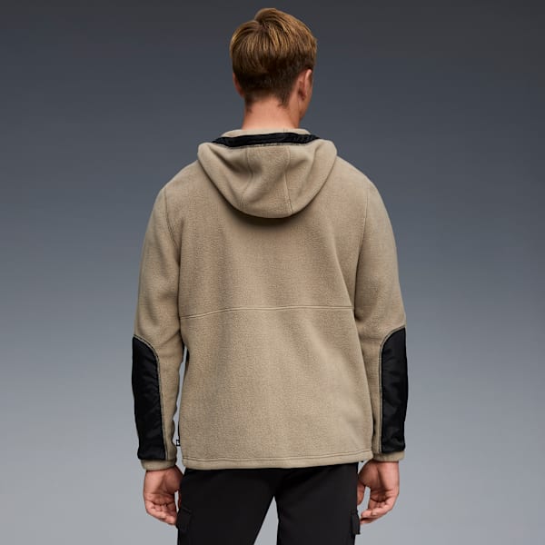 Chamarra de tejido polar con capucha para hombre, LT BROWN, extralarge
