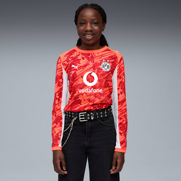 Borussia Dortmund 25/26 Goalkeeper Long Sleeve Jersey Youth, Glowing Red-Silver Mist, extralarge