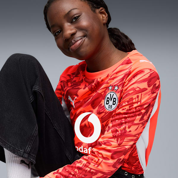 Borussia Dortmund 25/26 Goalkeeper Long Sleeve Jersey Youth, Glowing Red-Silver Mist, extralarge