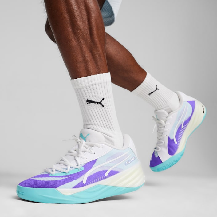 Puma basketball shoes purple top