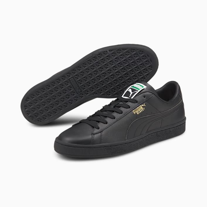 Puma basket mens black on sale