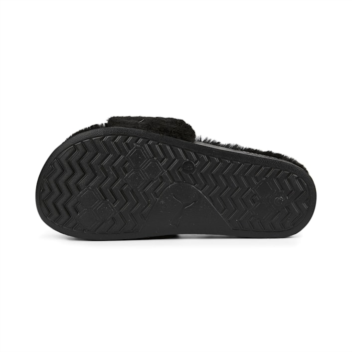 Black fluffy cheap puma slides