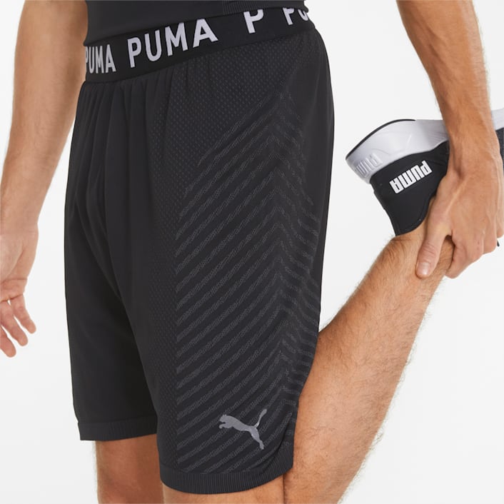 PUMA Training Formknit 5 inch seamless shorts in black leopard