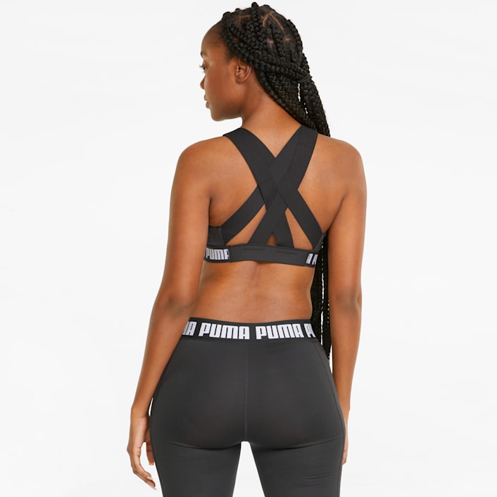 Puma High-Neck Racerback Mid-Impact Sports Bra - Macy's