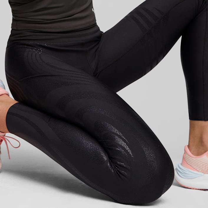 Fabletics black high waisted foil leggings shiny