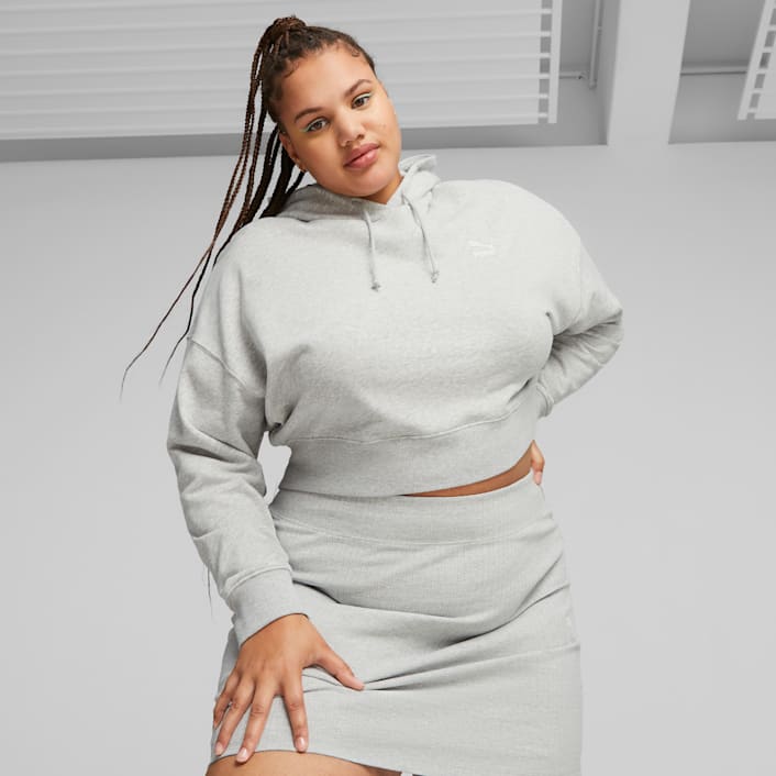 Cropped hoodie over dress 2025