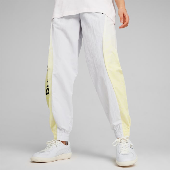 Yellow and white track pants top