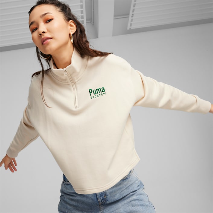 PUMA TEAM Women s Half Zip Crew Crews Hoodies PUMA