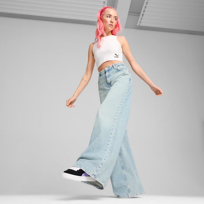 Crop Top Mujer CLASSICS en Talla Chico en Blanco PUMA