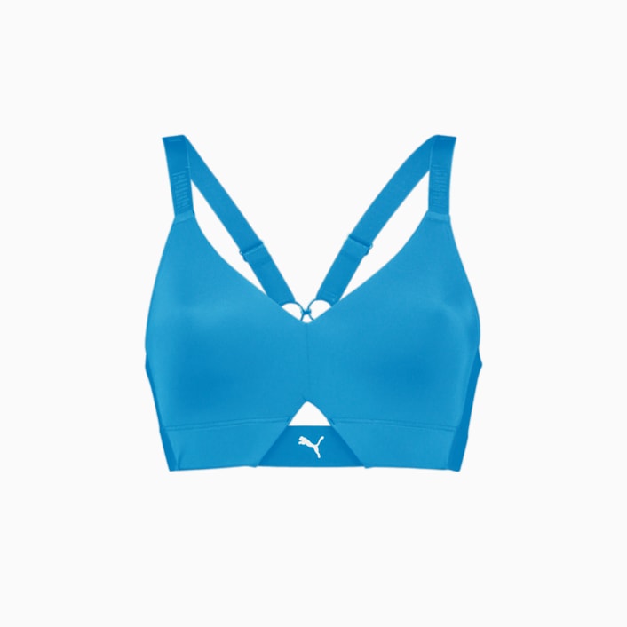 Buy Puma women solid non padded sports bra blue Online