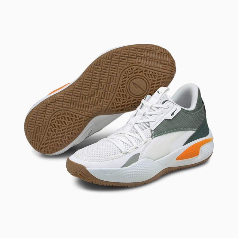 Court Rider Pop Basketball Shoes, Puma White-Vibrant Orange