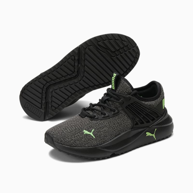 Pacer Future Knit Sneakers JR, Puma Black-Steel Gray-Green Glare