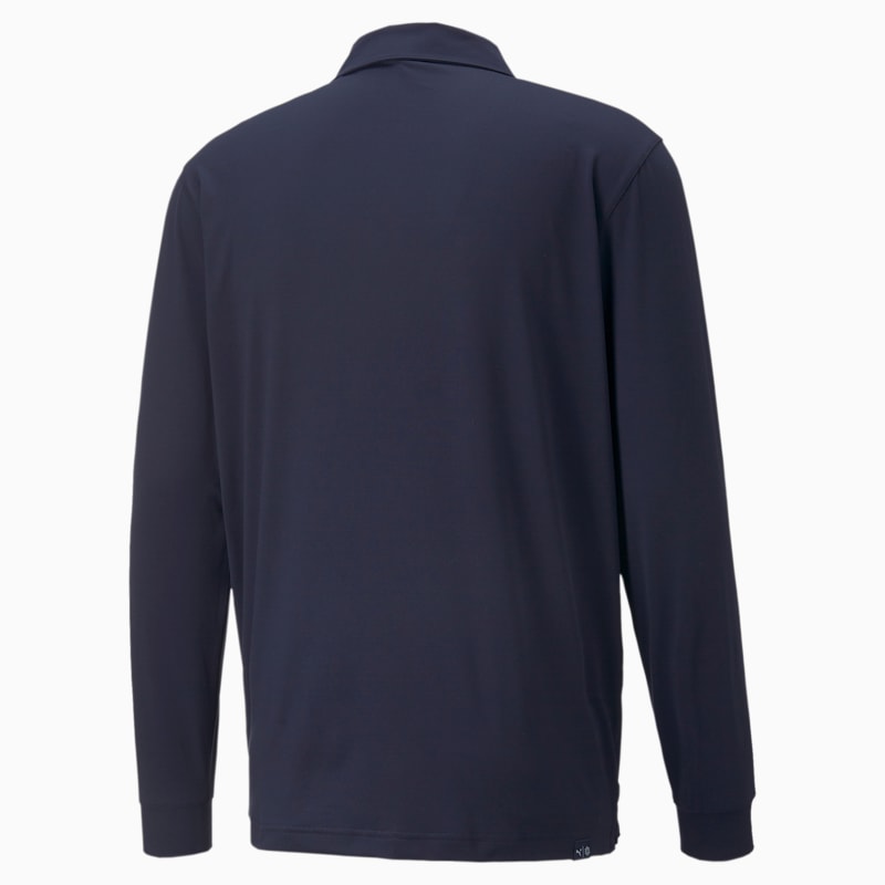 CLOUDSPUN Long Sleeve Golf Polo Shirt Men, Navy Blazer-Evening Sky