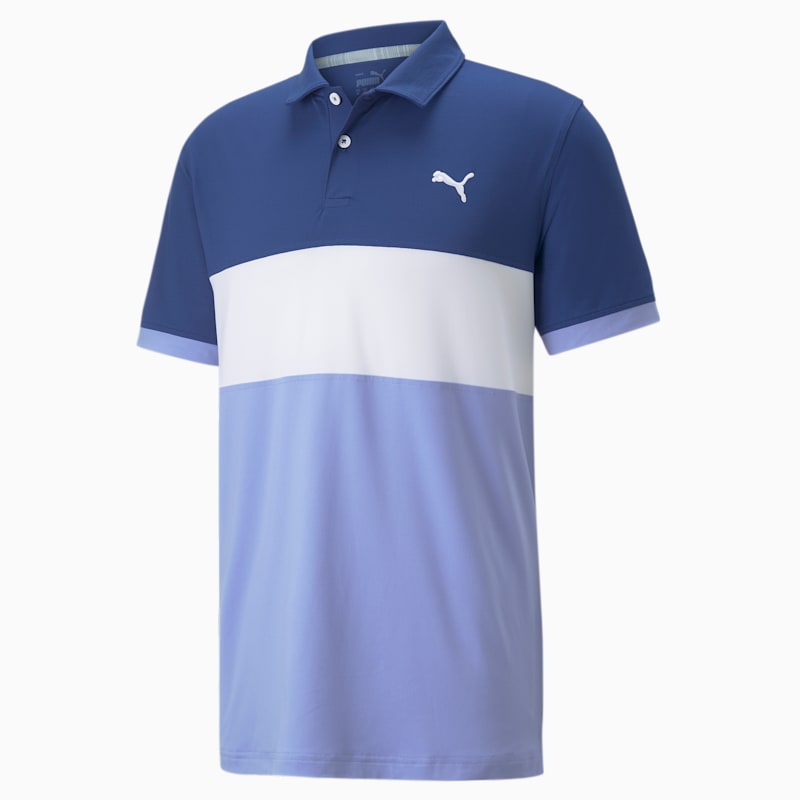 CLOUDSPUN Highway Men's Golf Polo Shirt, Blazing Blue-Lavendar Pop