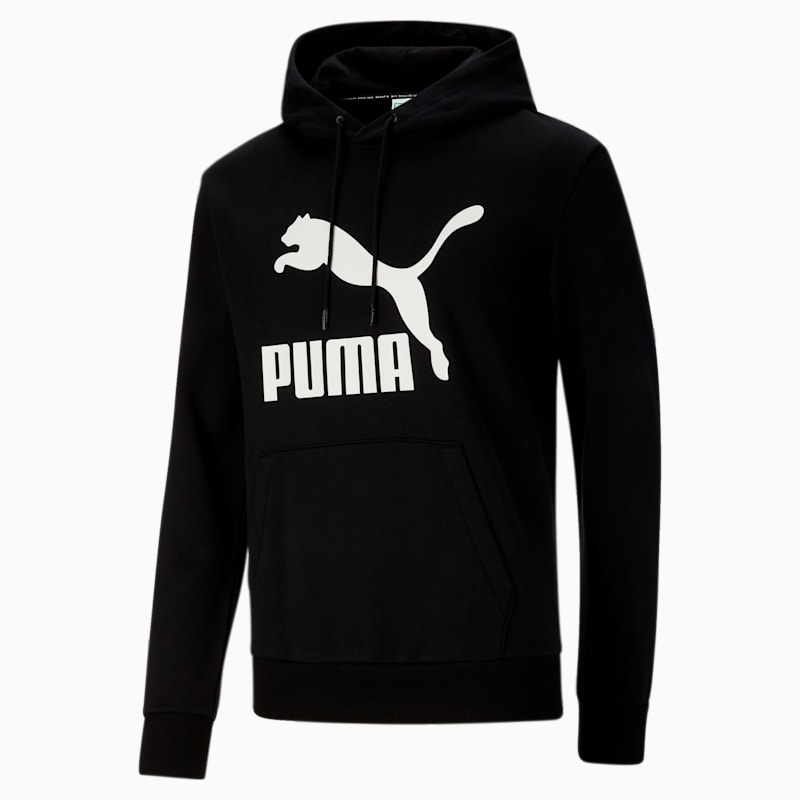 Men's Classics Logo Hoodie, Cotton Black-Puma White