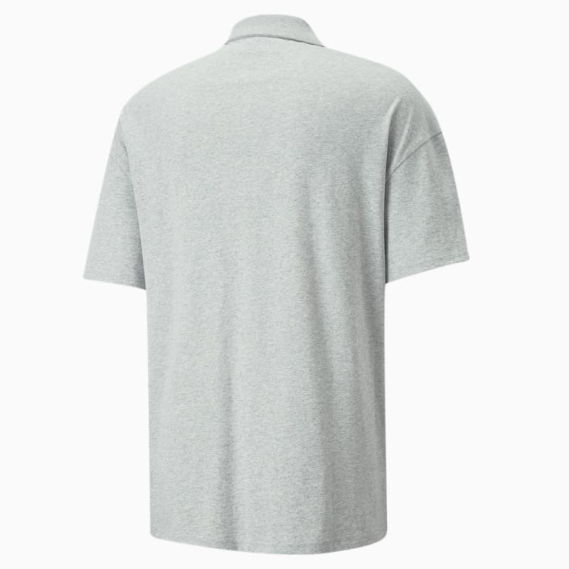 Classics Boxy Zip Men's Polo Shirt, Light Gray Heather