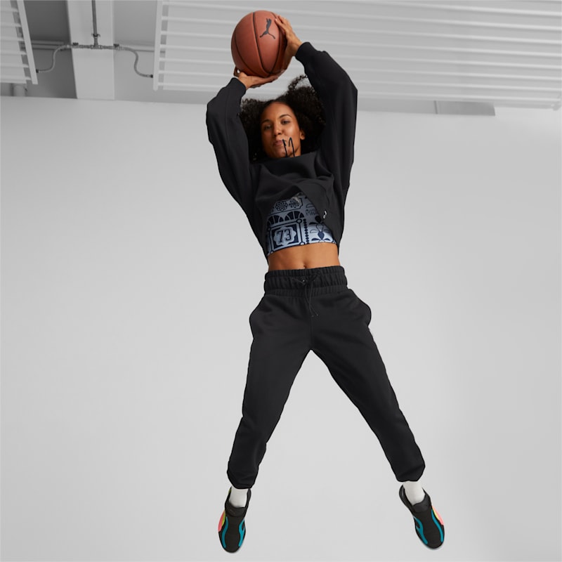 Pivot Cropped Women's Basketball Hoodie, Puma Black