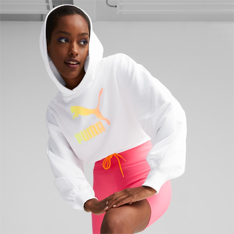 Summer Squeeze Women's Cropped Hoodie, Puma White