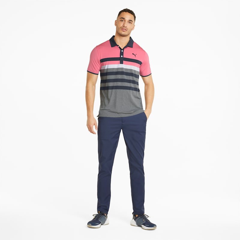 MATTR One Way Men's Golf Polo Shirt, Sunset Pink-Navy Blazer