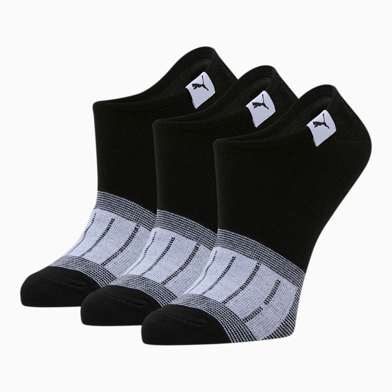 Women's No Show Socks [3 Pack], BLACK / WHITE
