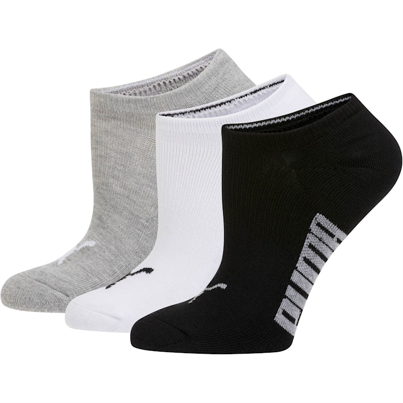 Women’s Invisible No Show Socks (3 Pack), white-black-light heather grey
