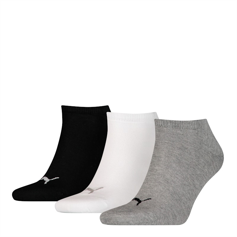 PUMA Unisex Plain Sneaker Trainer Socks 3 Pack, grey/white/black
